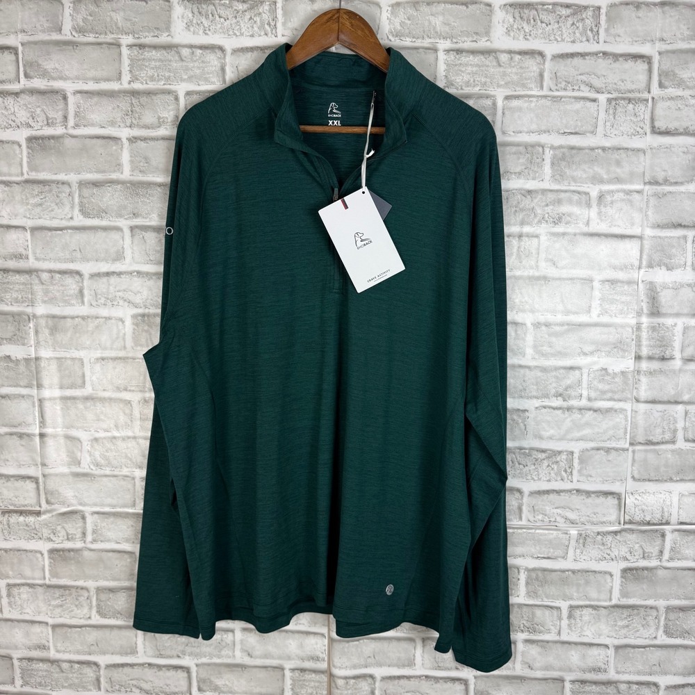 Rhoback Tailwind Performance Q-Zip Ponderosa Green Heather Mens XXL Pullover NEW